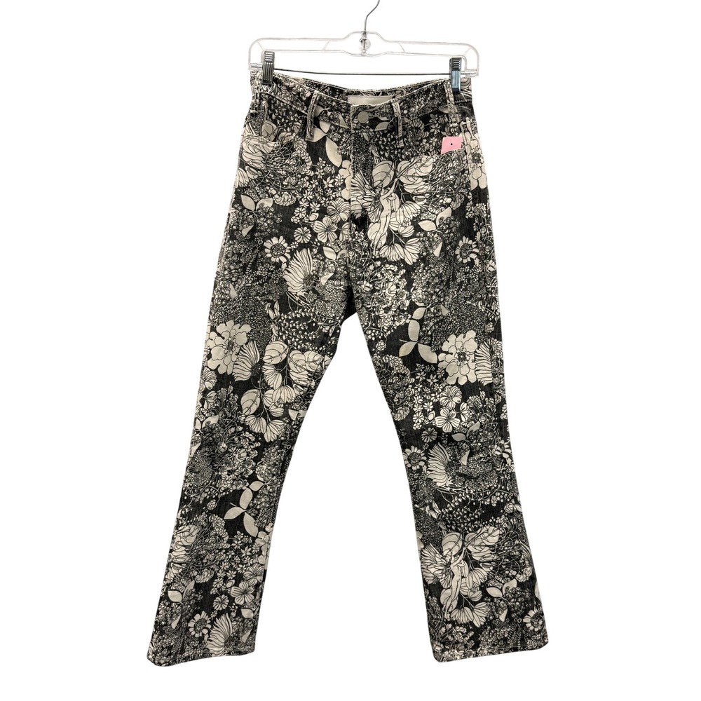 Mother Superior Jeans Women's Size 4 Black Floral Print Straight Leg